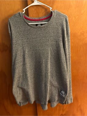 Ecko Unlimited Men's Gray Sweater with Red Neck Trim